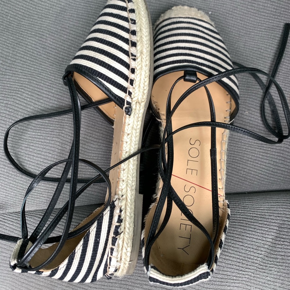 Espadrilles tie ankle slip ons